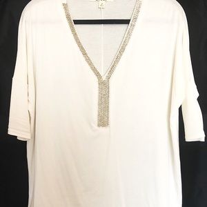 Express White Sequined Sparkle Shirt